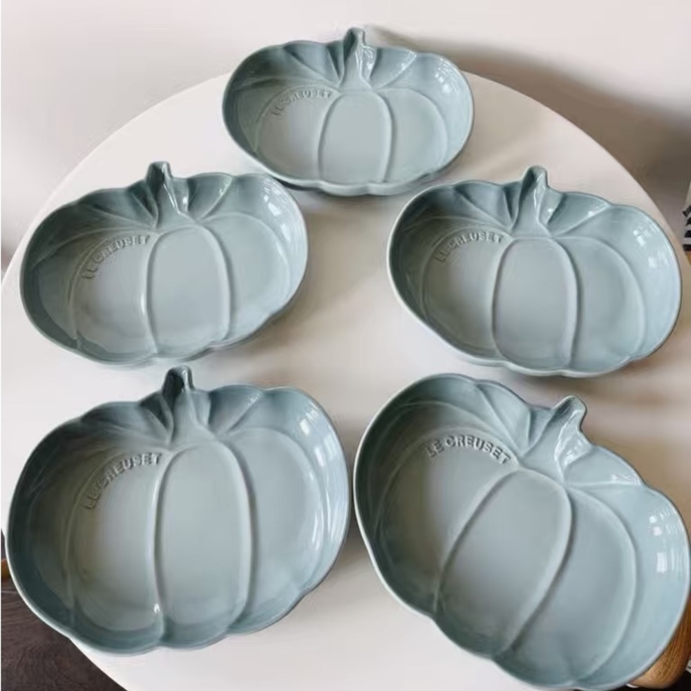 Le Creuset Pumpkin-Shaped Blue Dishes